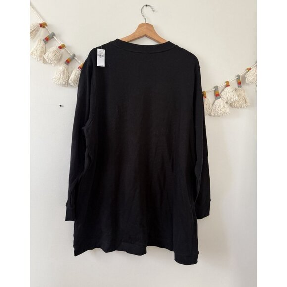 Old Navy Maternity Black Overlap Long Sleeve Sweatshirt Tunic Cozy Lounge NWT 2x - Picture 2 of 8